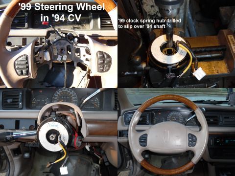 1994 Ford Crown Victoria - In addition to modifying the wheel hub, the clock spring also required some work. The original was held on the column by screws, and this o…