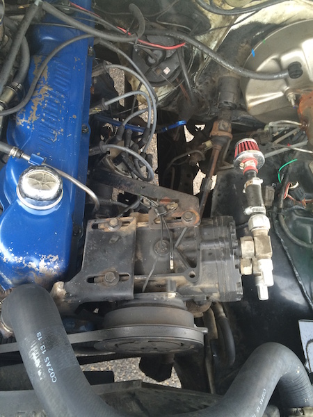 1981 Ford Bronco - Close-up view of the engine bay, showing various components and wiring.