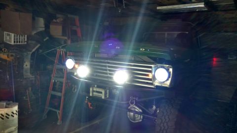 1967 Ford F-250 - Front view of a 1967 Ford F-250 with auxiliary lights installed.