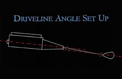 2001 Ford Ranger - Diagram illustrates driveline angle setup, with text 'DRIVELINE ANGLE SET UP' at the top.