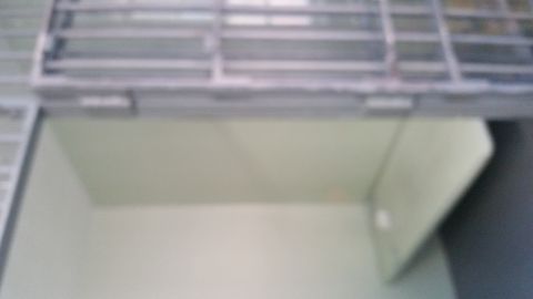 1991 Ford LTD Crown Victoria - Blurry photo of a jail cell interior showing a metal bunk and barred sliding door.