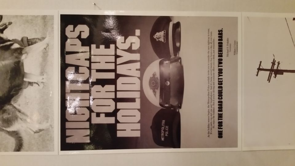 Nightcaps for the Holidays anti-drunk-driving public-service poster with police caps