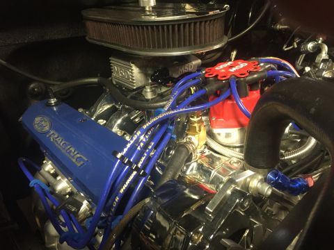 1982 Ford Bronco - Customized engine bay blue Ford Racing valve covers and MSD ignition components.