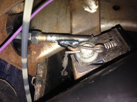 1979 Ford Bronco - Close-up view of a hydroboost conversion linkage assembly.