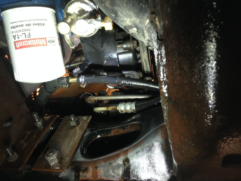 Motorcraft FL-1A oil filter and engine hoses