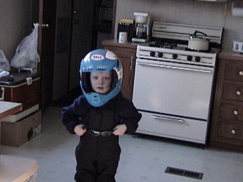 2004 Ford F-250 - My oldest Hunter at 3 1/2 tring on my bro's helmet before going snowmobiling.