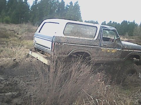 1978 Ford Bronco - This 1978 Ford Bronco appears to be stuck in a muddy field.