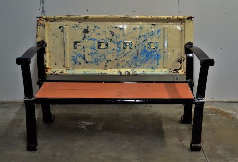 1994 Ford Bronco - This bench was constructed using a vintage Ford tailgate as its back.