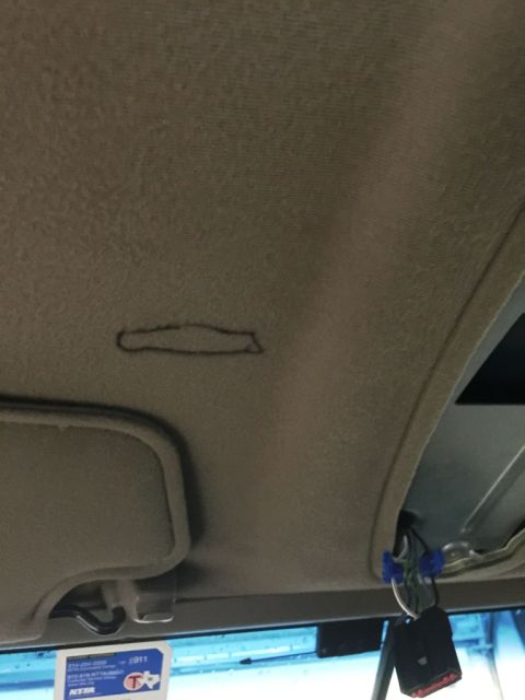 1996 Ford Bronco - Tracing the opening. I wanted the buttons just in front of the sun visor.