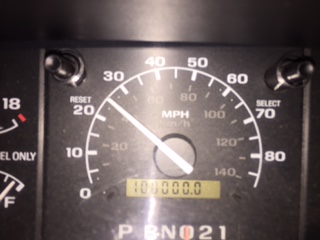 1996 Ford Bronco - Close-up of a vehicle's dashboard gauges, including the speedometer and fuel level indicator.