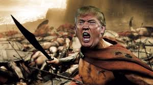 1995 Mercury Grand Marquis - Donald Trump is digitally composited into a scene resembling the movie 300.