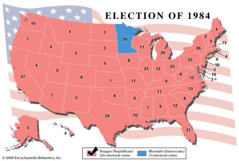 1995 Mercury Grand Marquis - Map of 1984 US presidential election electoral votes, not a vehicle technical document.