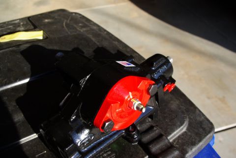 1995 Ford Bronco - Close-up of a refurbished power steering gearbox, likely for an older vehicle.