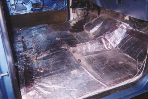 1983 Ford Bronco - Heat blanket added before new rug. This really helps most in the Summer to keep the heat from the exhaust system out of the truck.