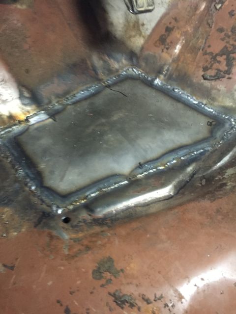 1981 Ford LTD - Fully welded patch panel. I don't care about grinding the welds since it will be all under the carpet and insulation anyway.