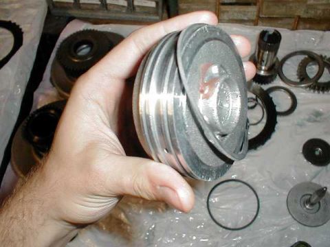 1991 Ford Crown Victoria LTD - What putting new seals on the servo and clutch pistons look like. This is the majority of the actual act of "rebuilding"--installing new se…