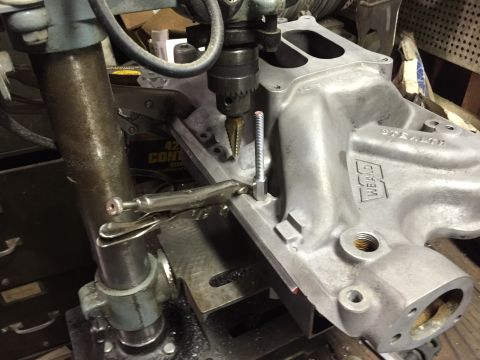 1981 Ford LTD - Boring another hole. Setup worked just fine.
