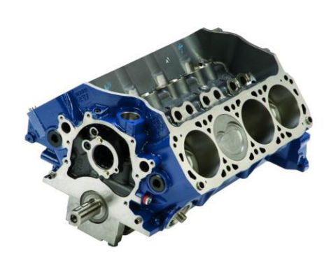 1982 Ford Bronco - A blue engine block with pistons visible inside the cylinders is shown against a white background. The engine block has silver accents and…