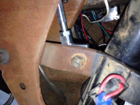 1979 Ford Bronco - Interior view of wiring and metal components, possibly from a vintage vehicle.