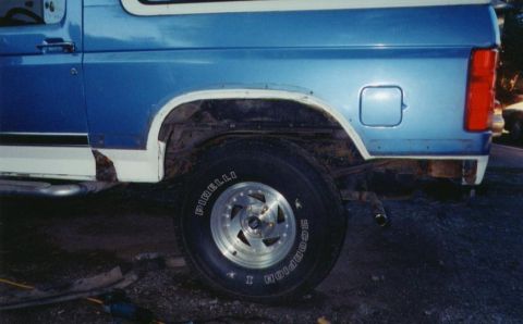 1983 Ford Bronco - Left side with rusted metal removed