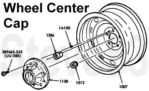 1983 Ford Bronco - Wheel Center Cap (1130) Wheel 1007 Screw 389465-S45 (UU-58K): Dorman 13840 Screw Insert 1A100: Ford D7TZ-1A100-A Lug Nut 1012: (Made in USA…