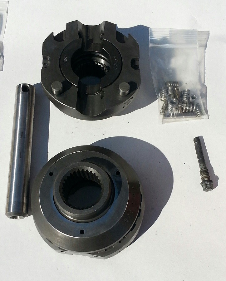 Differential locker parts including case, cross pin, springs, and bolt
