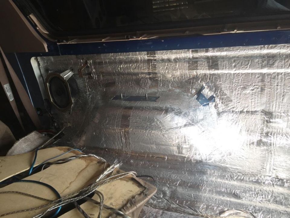 Interior sound deadening and speaker installation in a vehicle