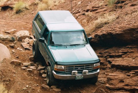 1996 Ford Bronco - This is what Beerman missed by not waking up. This is a lot steeper than it looks. Lockhart Basin, coming down.