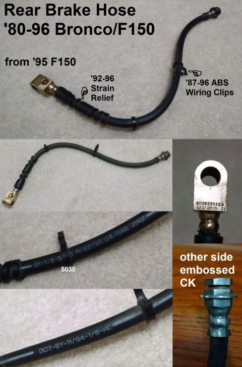 1983 Ford Bronco - '92-96 Rear Brake Hose fits '80-96 1/2-ton IF THE IMAGE IS TOO SMALL, click it. I found this in a JY, and since I can't find a new US-made…