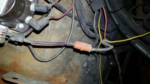 1978 Ford Bronco - Engine bay wiring detail, showing connectors and spark plug wires.
