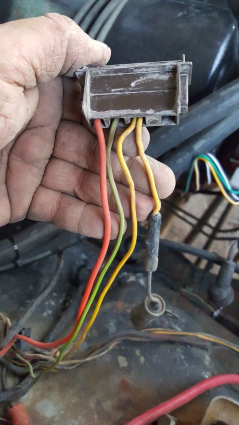 1978 Ford Bronco - Close-up of a vehicle's electrical connector and wiring, showing multiple colored wires.