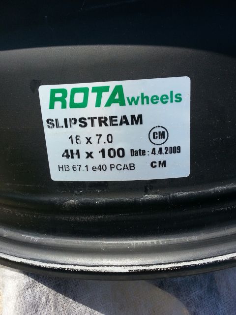 2010 MINI Cooper - ROTA SLIPSTREAM wheel details including size, bolt pattern, and manufacturing date.