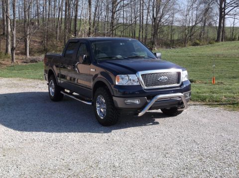 2005 Ford F-150 - 2005 Ford F-150 pickup truck with chrome bull bar and aftermarket wheels.