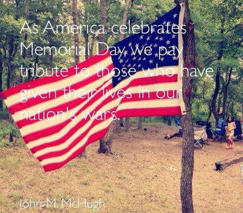 1996 Ford Bronco - Memorial Day tribute with an American flag and a campsite scene in the woods.