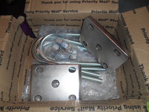 1972 Ford Bronco - Hardware parts are packaged in a cardboard box with shipping labels.