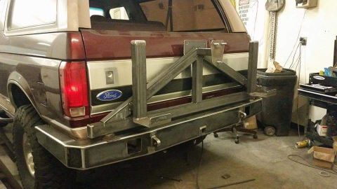 1996 Ford Bronco - Custom rear bumper and tire carrier installed on a 1996 Ford Bronco.