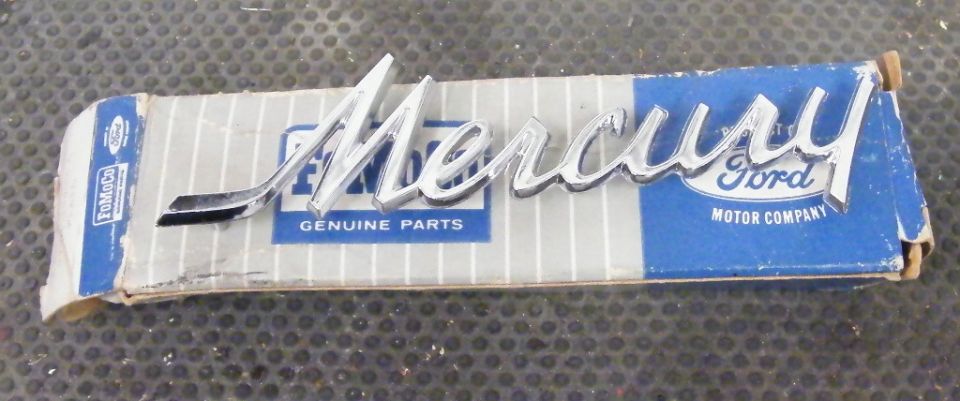 Mercury script emblem on Ford Motor Company Genuine Parts box