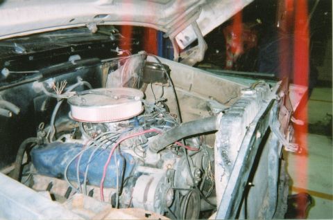 1978 Ford Bronco - Engine compartment of a 1978 Ford Bronco showing the V8 engine and associated components.