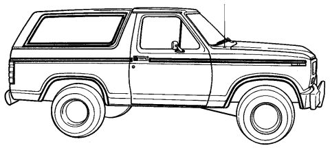 1994 Ford Bronco - Line-art profile illustration outlining the body of a full-size Bronco-style SUV.