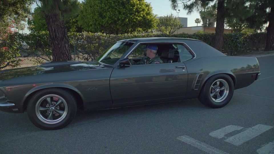 1969 Ford Mustang Mach 1 side view, dark gray