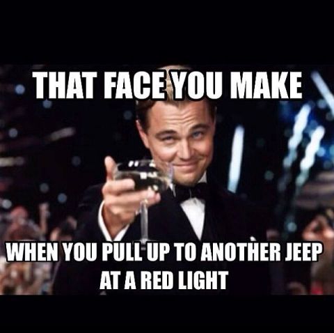 1985 Jeep CJ7 - A meme featuring Leonardo DiCaprio from The Great Gatsby, holding a champagne flute and smiling. The text on the image reads "THAT FACE YOU…