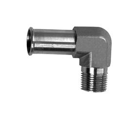 1990 Ford Bronco - A stainless steel elbow fitting with a male threaded end and a ferrule-style connection on the other end.