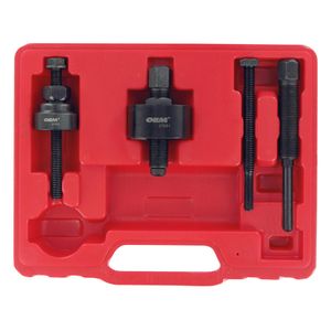 1996 Ford Bronco - A red plastic case holds a set of four black metal automotive repair tools, likely for engine work. The tools are arranged in a molded inte…