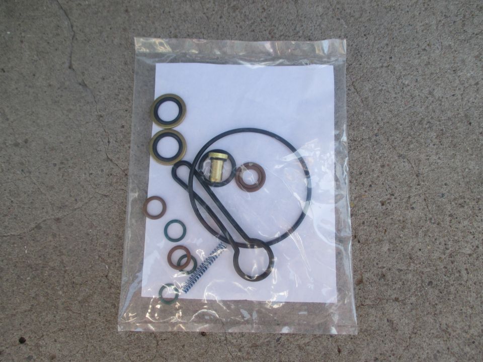 Seal kit with various O-rings and a brass fitting