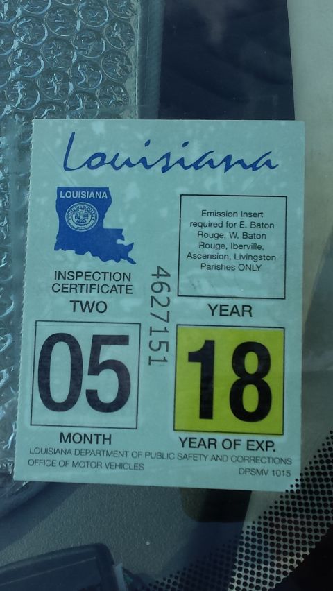 1998 Lincoln Mark VIII - This Louisiana inspection certificate shows an expiration year of 2018.