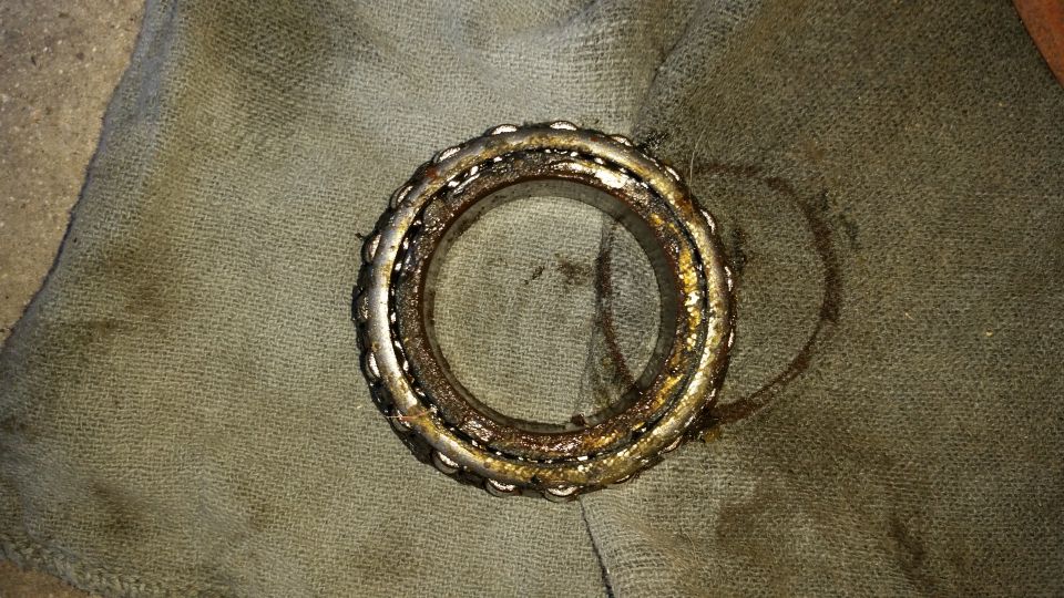 worn wheel bearing on cloth