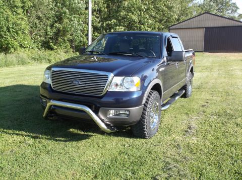 2005 Ford F-150 - 2005 Ford F-150 pickup truck with chrome grille and bull bar parked outdoors.