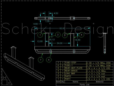 1995 Ford Bronco - Diagram shows dimensions and components for custom vehicle side steps.