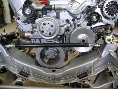 Engine pulleys and chassis frame