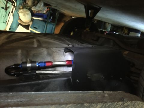 1981 Ford LTD - Heat/splash shield mounted over fuel pump. Pic upside down for some reason.